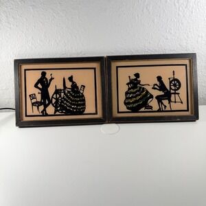 Vintage Silhouette Art Set San Francisco 1940 Framed Pair